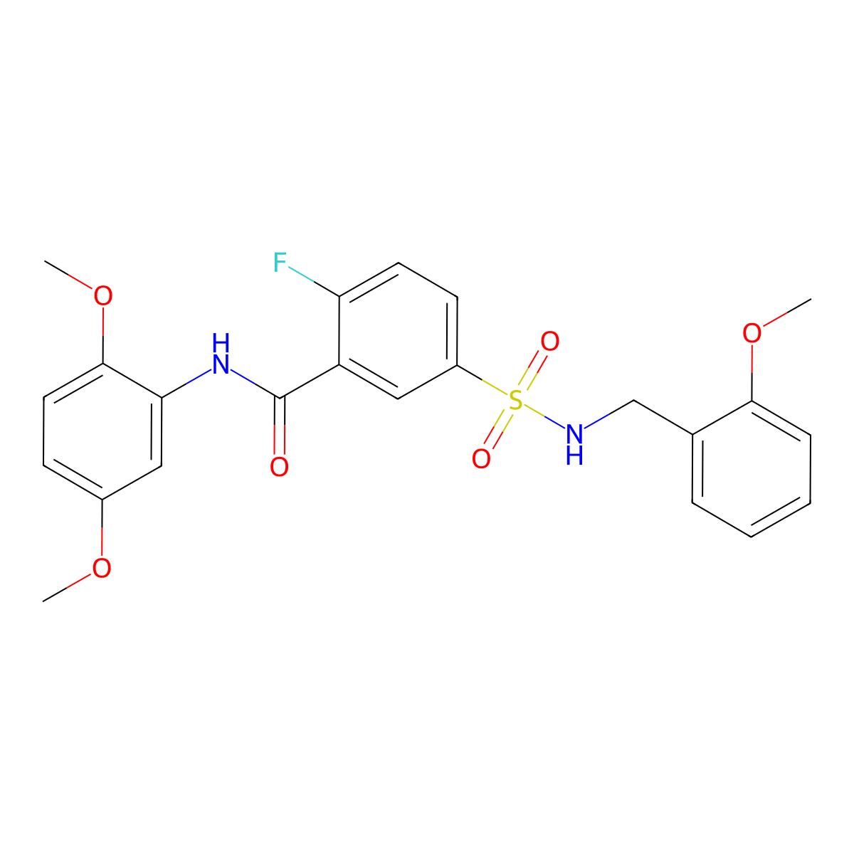 N-(2,5-dimethoxyphenyl)-2-fluoro-5-[(2-methoxyphenyl)methylsulfamoyl]benzamide molecular structure, CAS 451500-12-2