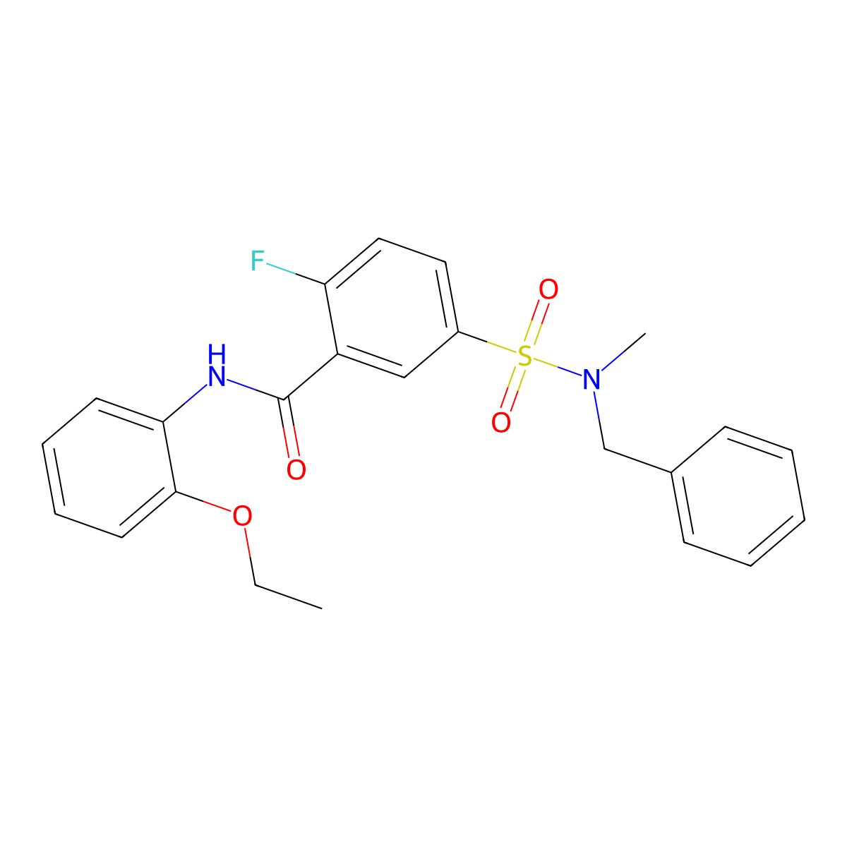 5-[benzyl(methyl)sulfamoyl]-N-(2-ethoxyphenyl)-2-fluorobenzamide molecular structure, CAS 451500-44-0