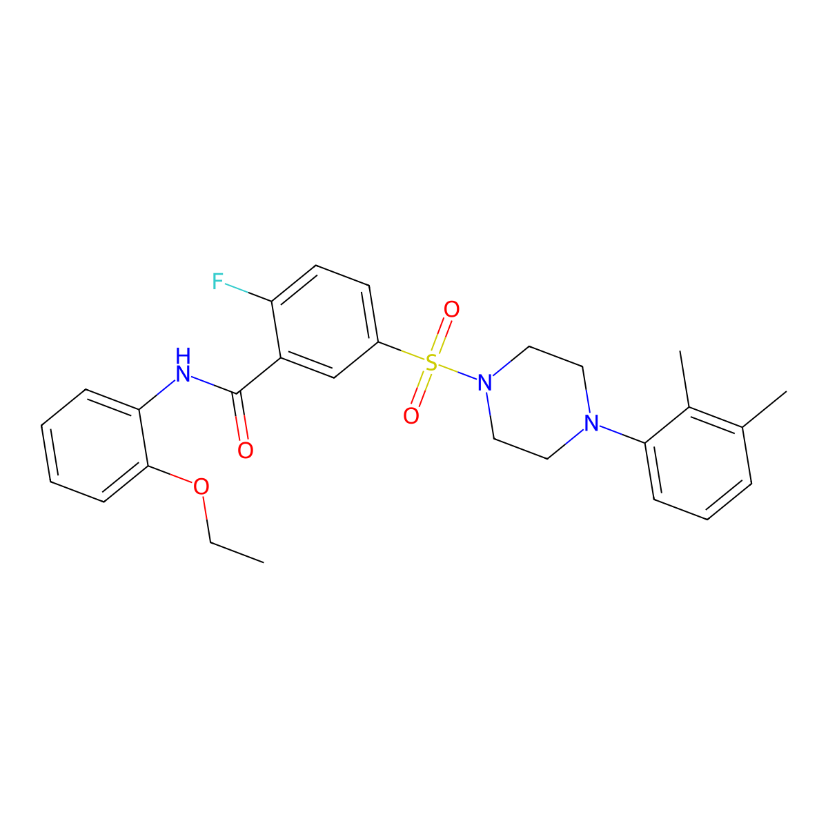 5-((4-(2,3-dimethylphenyl)piperazin-1-yl)sulfonyl)-N-(2-ethoxyphenyl)-2-fluorobenzamide molecular structure, CAS 451500-56-4