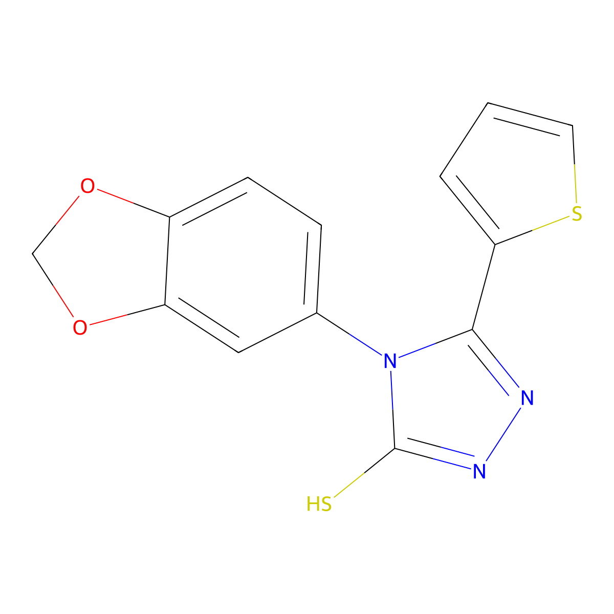 4-(1,3-benzodioxol-5-yl)-3-thiophen-2-yl-1H-1,2,4-triazole-5-thione molecular structure, CAS 451501-85-2