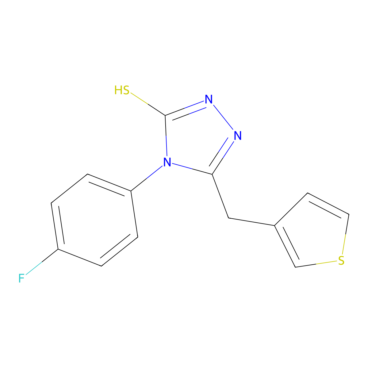 4-(4-fluorophenyl)-5-(3-thienylmethyl)-4H-1,2,4-triazole-3-thiol molecular structure, CAS 451502-02-6