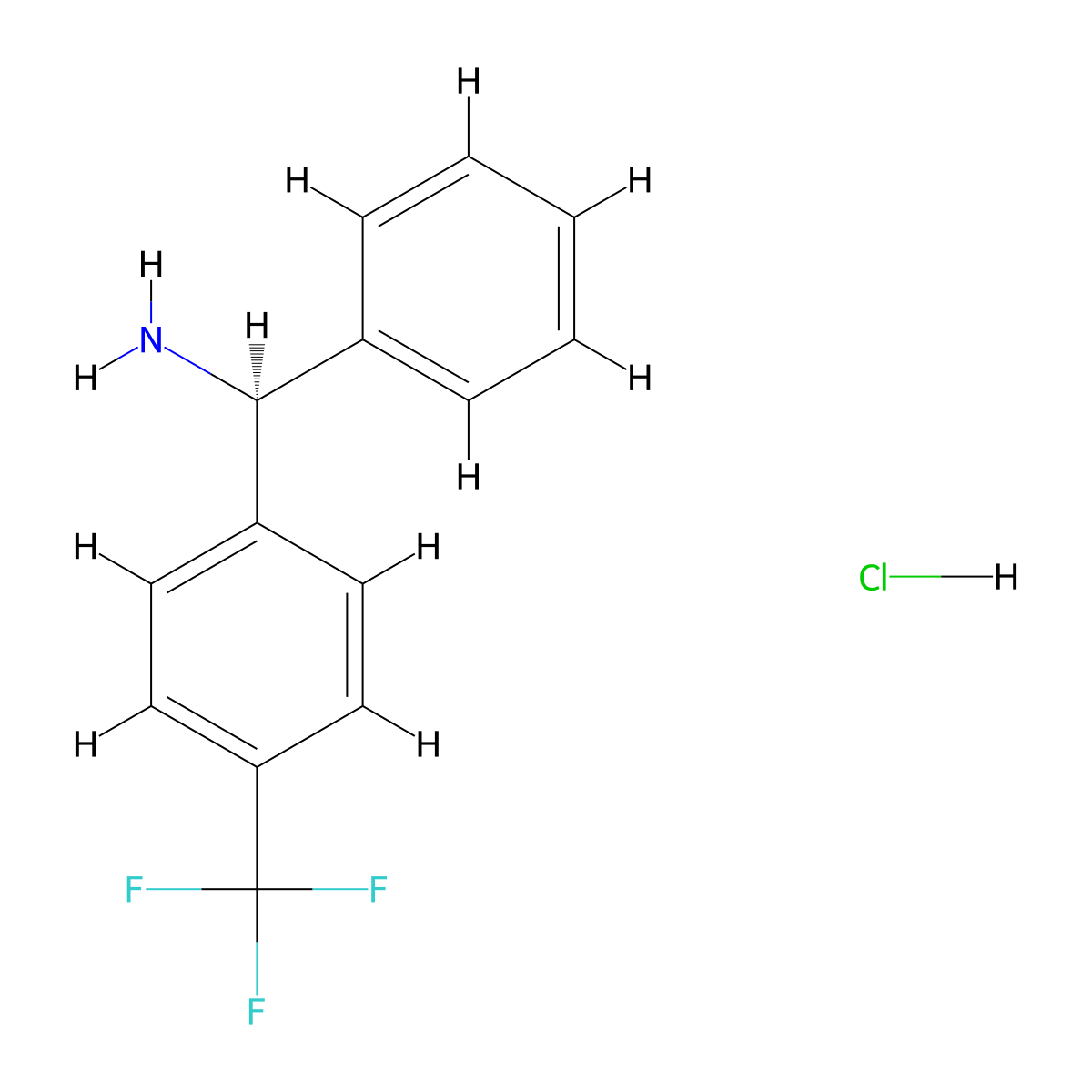 (S)-Phenyl(4-(trifluoromethyl)phenyl)methanamine hydrochloride molecular structure, CAS 451503-31-4
