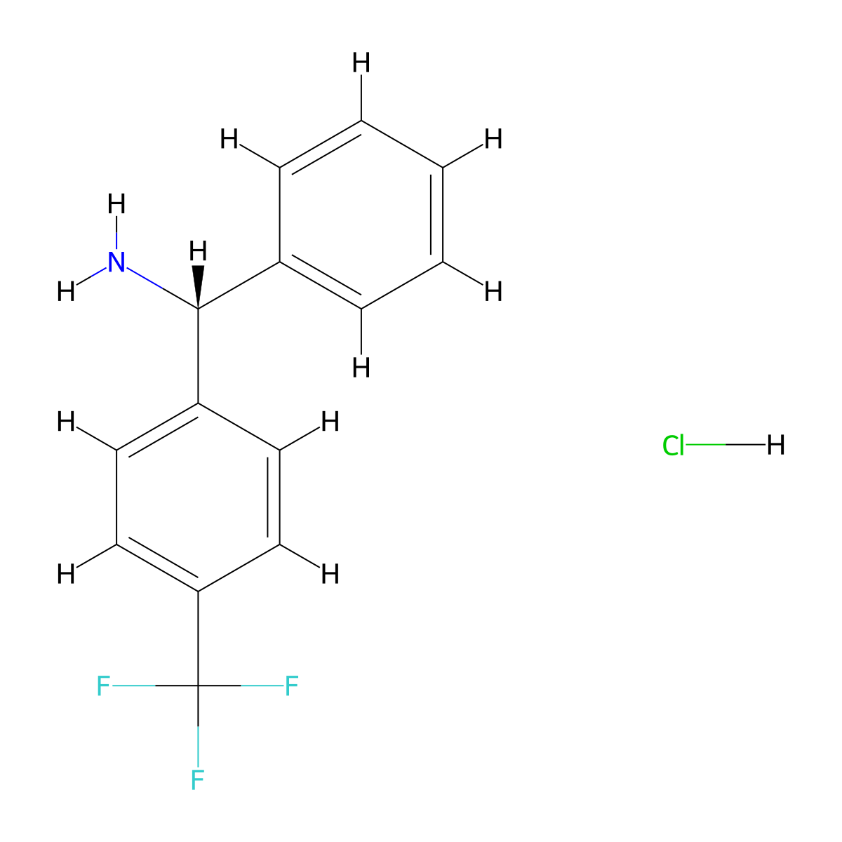 (R)-Phenyl(4-(trifluoromethyl)phenyl)methanamine hydrochloride molecular structure, CAS 451503-32-5
