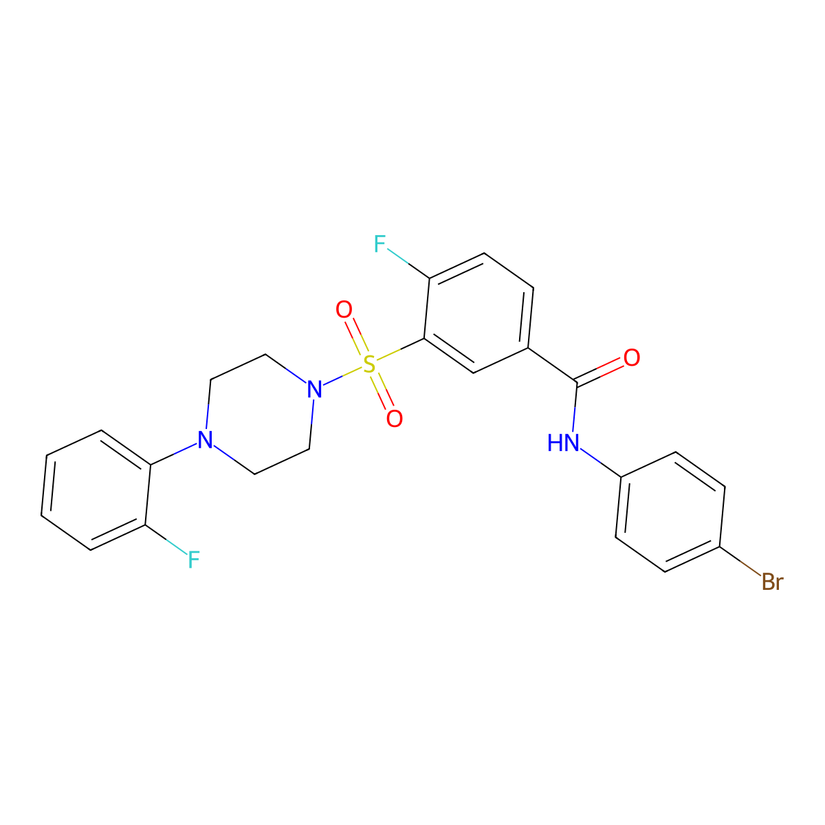 N-(4-bromophenyl)-4-fluoro-3-{[4-(2-fluorophenyl)piperazin-1-yl]sulfonyl}benzamide molecular structure, CAS 451504-15-7