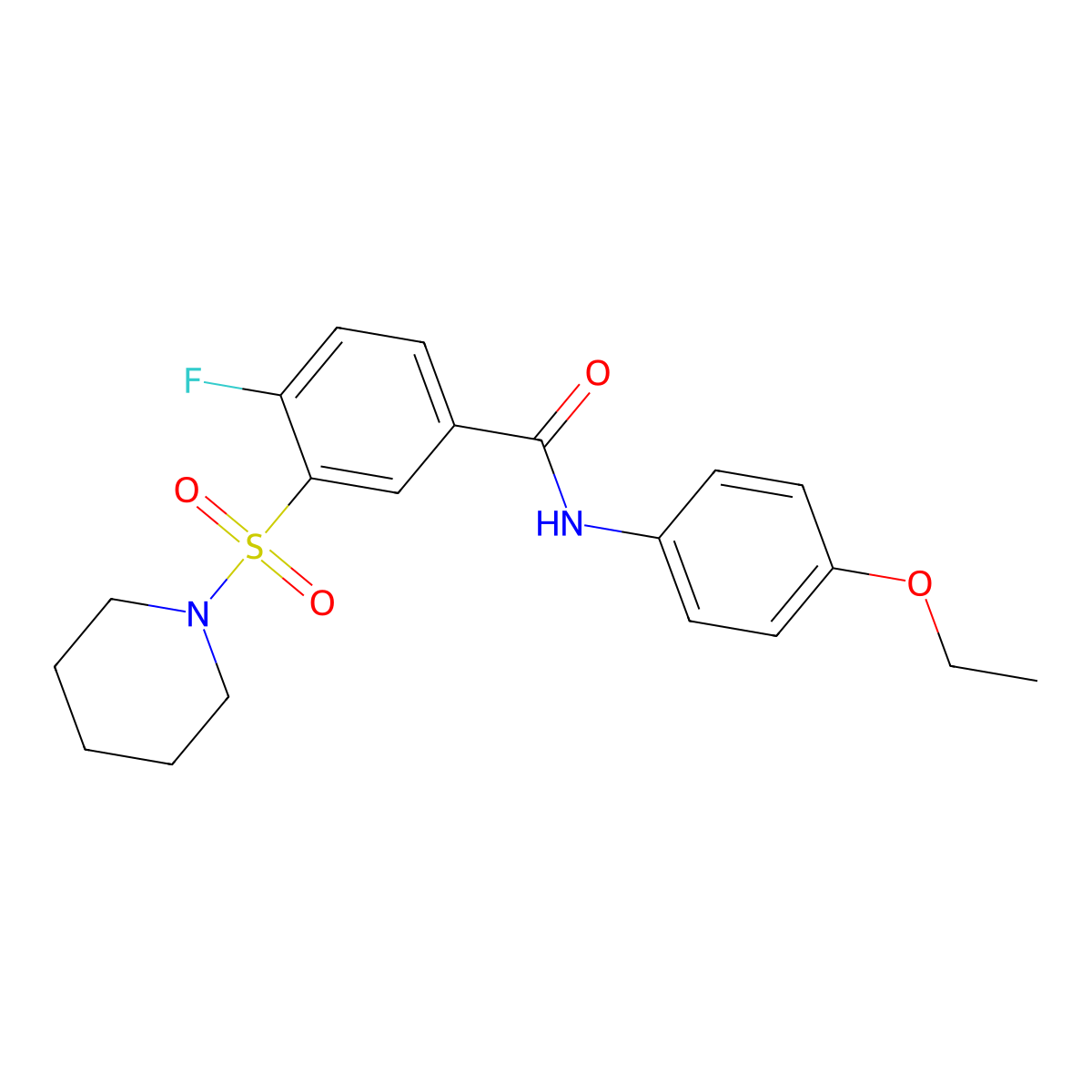 N-(4-ethoxyphenyl)-4-fluoro-3-(piperidin-1-ylsulfonyl)benzamide molecular structure, CAS 451504-37-3