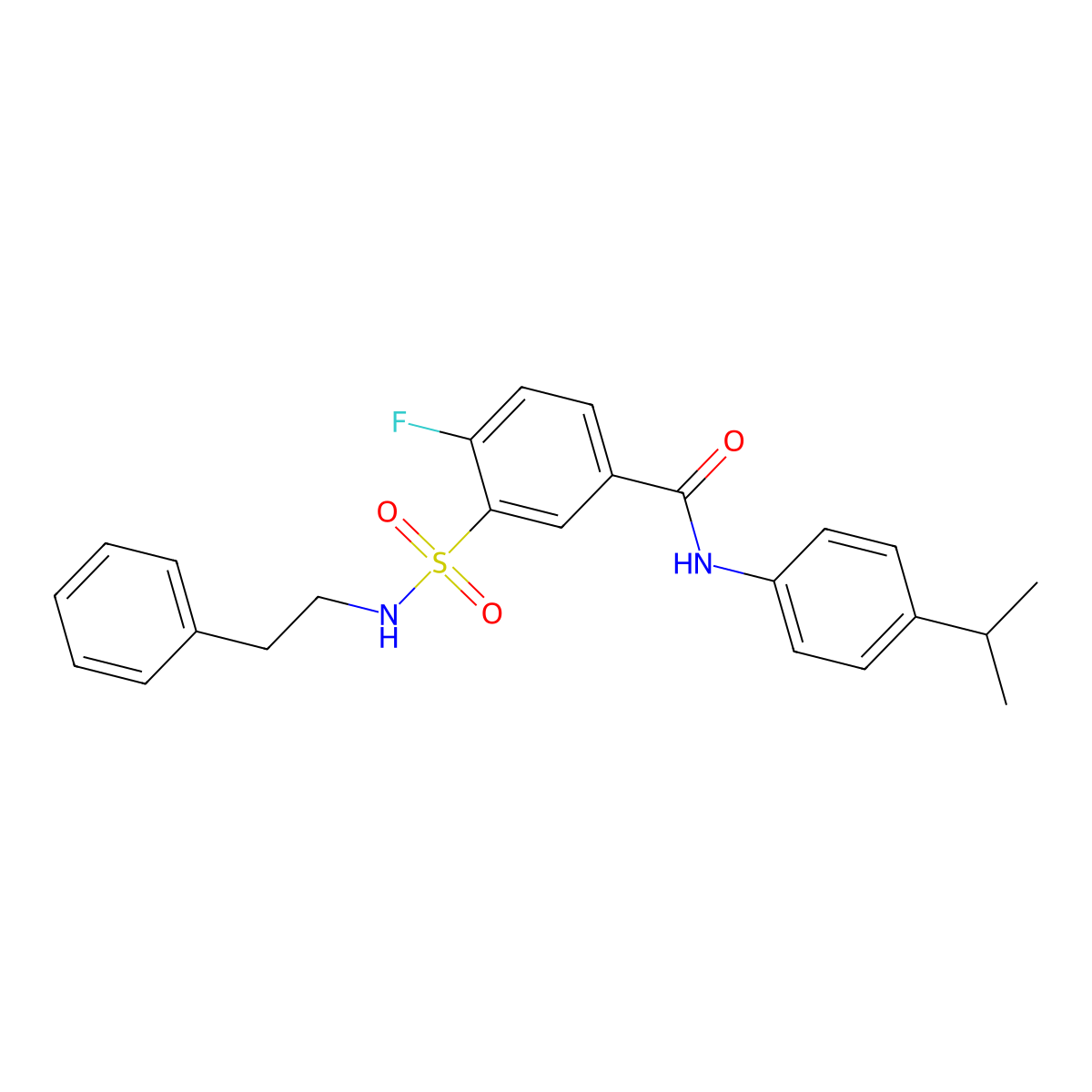 4-fluoro-N-(4-isopropylphenyl)-3-(N-phenethylsulfamoyl)benzamide molecular structure, CAS 451504-56-6
