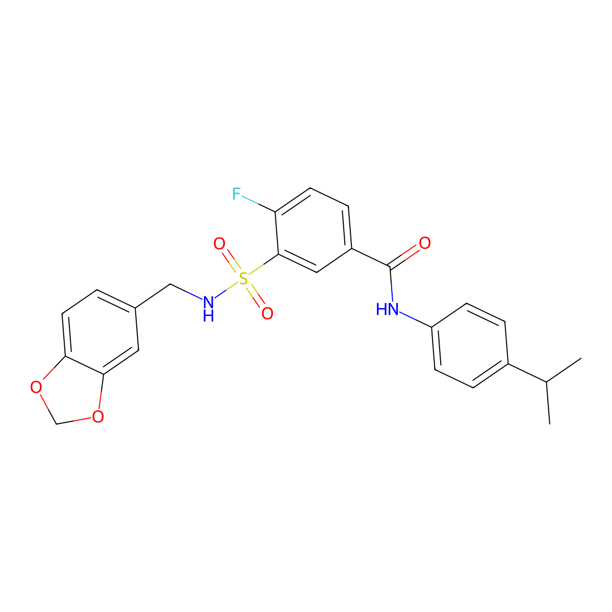 3-(1,3-benzodioxol-5-ylmethylsulfamoyl)-4-fluoro-N-(4-propan-2-ylphenyl)benzamide molecular structure, CAS 451504-65-7