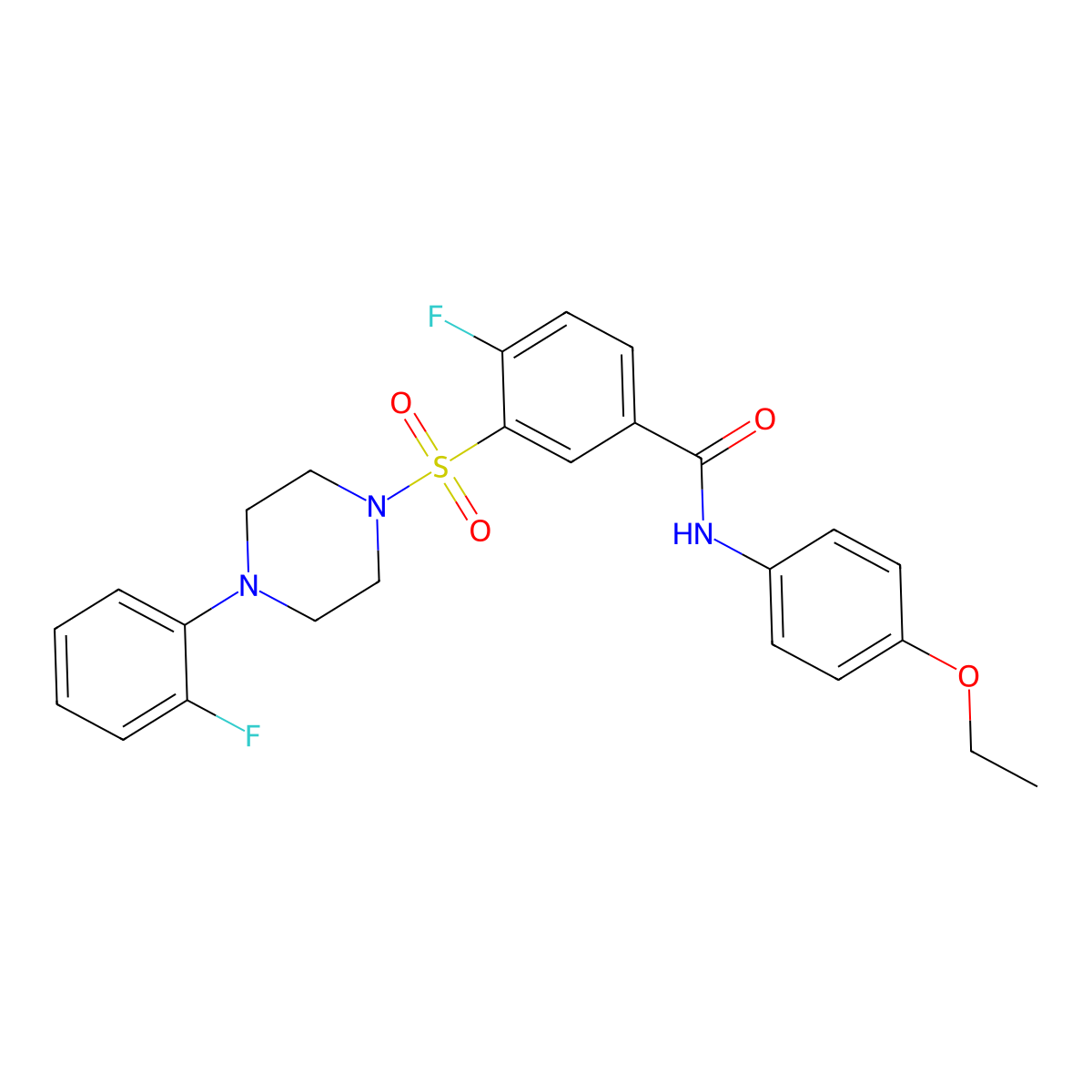 N-(4-ethoxyphenyl)-4-fluoro-3-[4-(2-fluorophenyl)piperazin-1-yl]sulfonylbenzamide molecular structure, CAS 451504-85-1