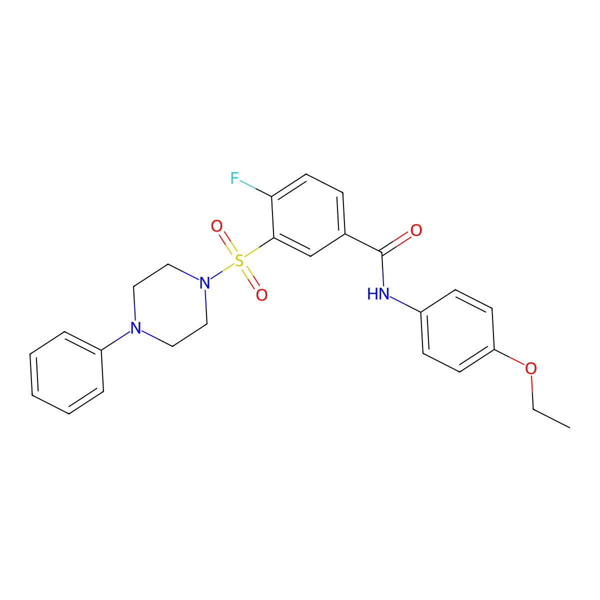 N-(4-ethoxyphenyl)-4-fluoro-3-[(4-phenylpiperazin-1-yl)sulfonyl]benzamide molecular structure, CAS 451504-86-2