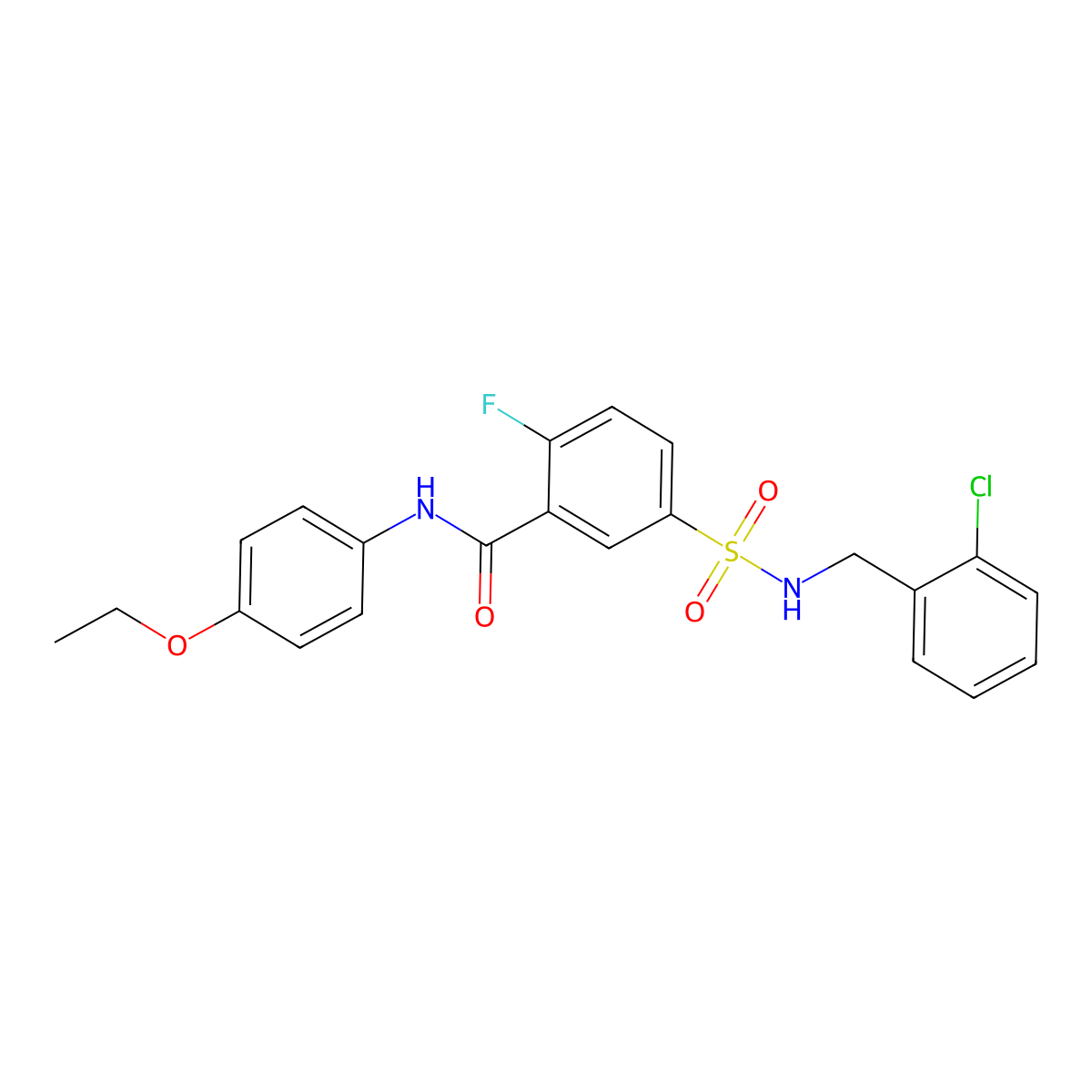 5-(N-(2-chlorobenzyl)sulfamoyl)-N-(4-ethoxyphenyl)-2-fluorobenzamide molecular structure, CAS 451506-65-3