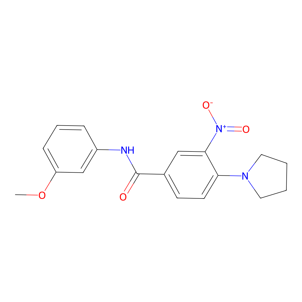 N-(3-methoxyphenyl)-3-nitro-4-(pyrrolidin-1-yl)benzamide molecular structure, CAS 451506-83-5