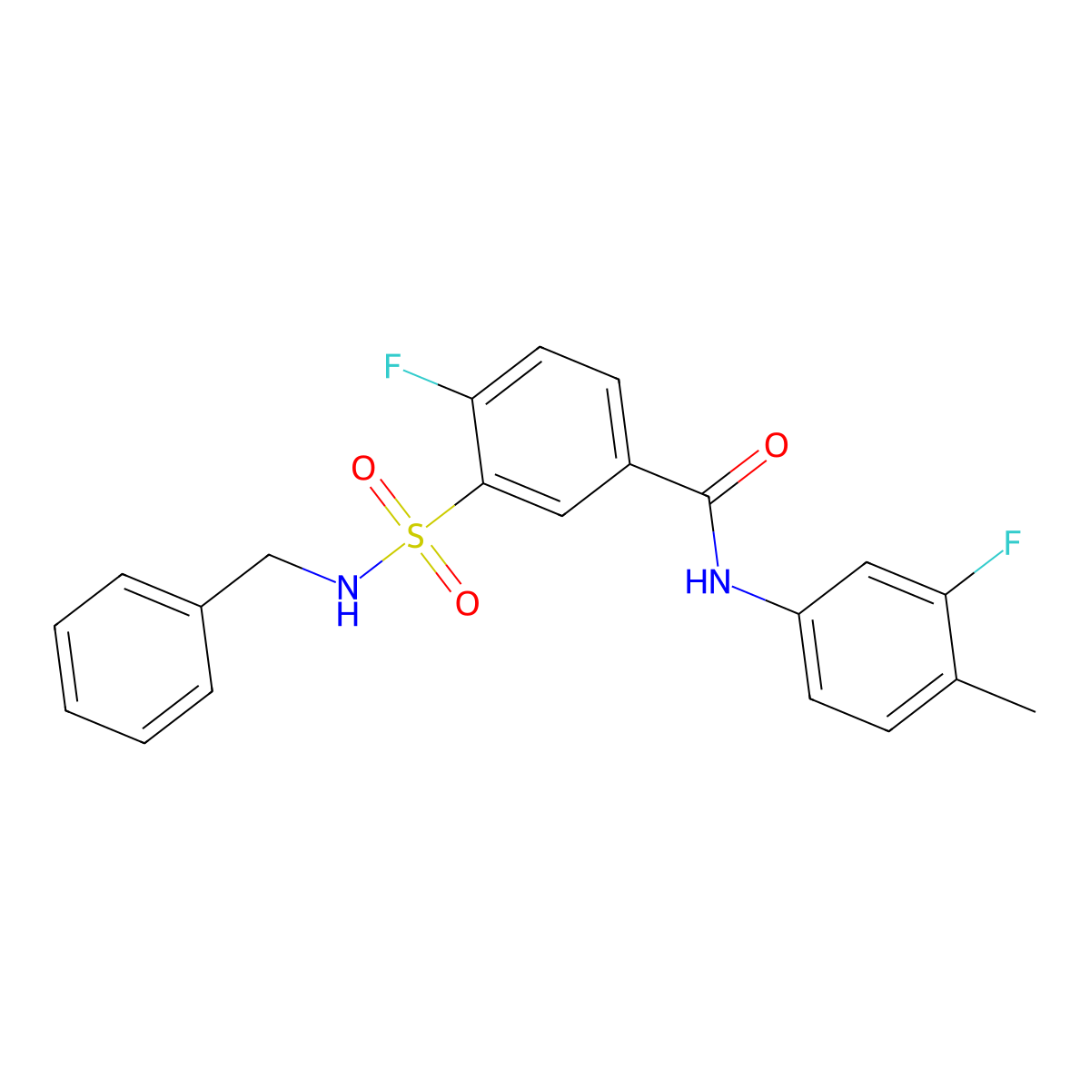 3-(benzylsulfamoyl)-4-fluoro-N-(3-fluoro-4-methylphenyl)benzamide molecular structure, CAS 451507-98-5