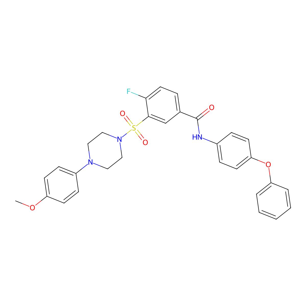 4-fluoro-3-[4-(4-methoxyphenyl)piperazin-1-yl]sulfonyl-N-(4-phenoxyphenyl)benzamide molecular structure, CAS 451509-60-7
