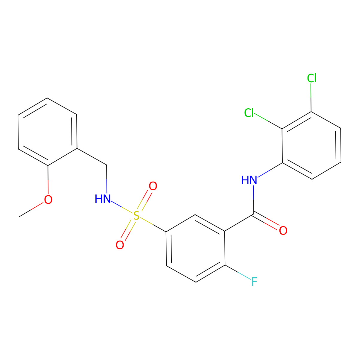 N-(2,3-dichlorophenyl)-2-fluoro-5-[(2-methoxyphenyl)methylsulfamoyl]benzamide molecular structure, CAS 451511-14-1