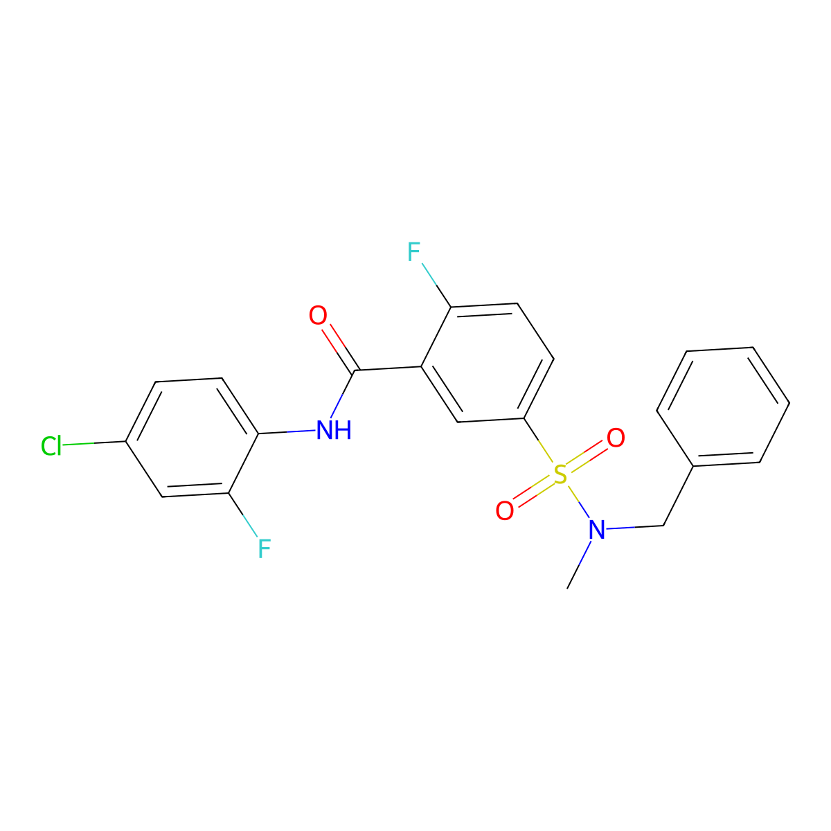 5-[benzyl(methyl)sulfamoyl]-N-(4-chloro-2-fluorophenyl)-2-fluorobenzamide molecular structure, CAS 451513-22-7