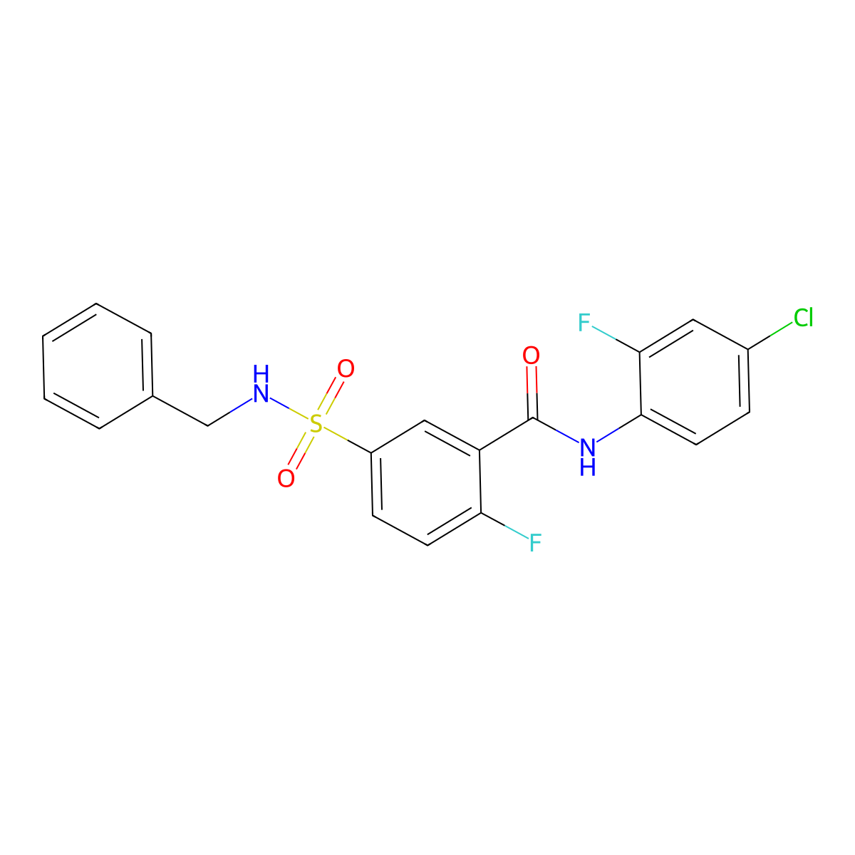 5-(benzylsulfamoyl)-N-(4-chloro-2-fluorophenyl)-2-fluorobenzamide molecular structure, CAS 451513-94-3