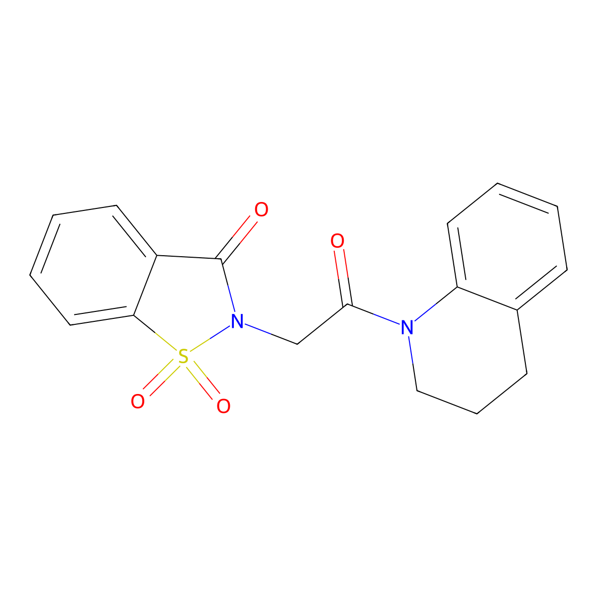 2-(2-(3,4-dihydroquinolin-1(2H)-yl)-2-oxoethyl)benzo[d]isothiazol-3(2H)-one 1,1-dioxide molecular structure, CAS 451514-21-9