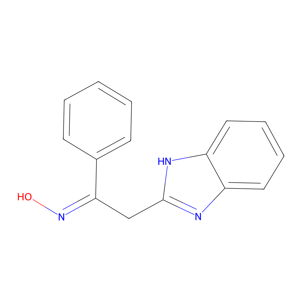 N-[2-(1H-1,3-benzodiazol-2-yl)-1-phenylethylidene]hydroxylamine molecular structure, CAS 451515-45-0