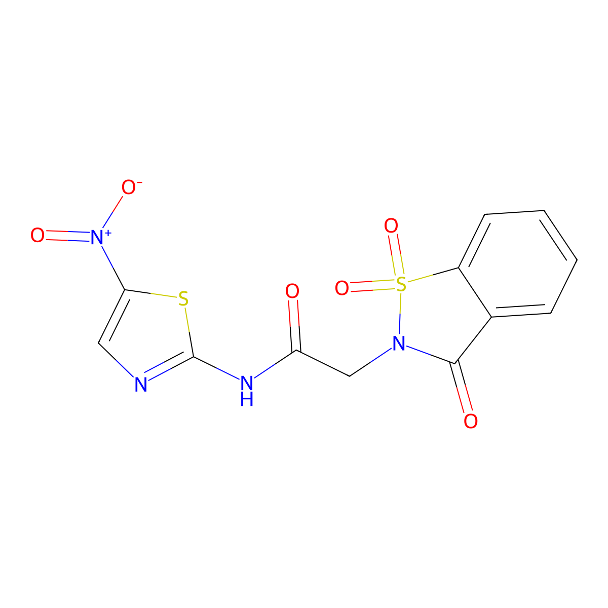 2-(1,1-dioxido-3-oxobenzo[d]isothiazol-2(3H)-yl)-N-(5-nitrothiazol-2-yl)acetamide molecular structure, CAS 451519-63-4