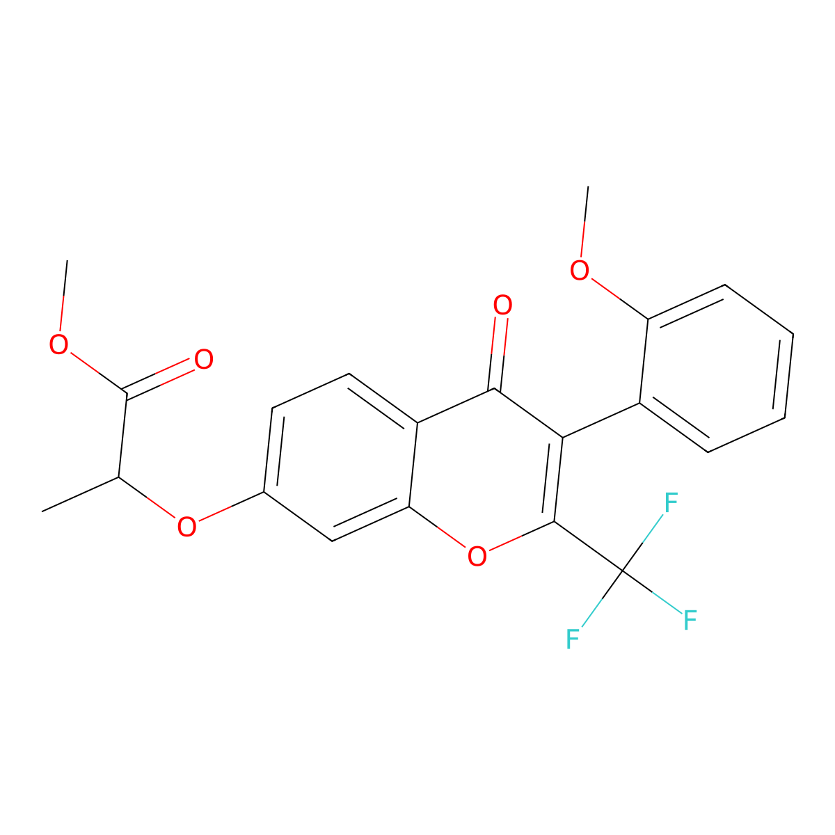 Methyl 2-[3-(2-methoxyphenyl)-4-oxo-2-(trifluoromethyl)chromen-7-yl]oxypropanoate molecular structure, CAS 451521-88-3