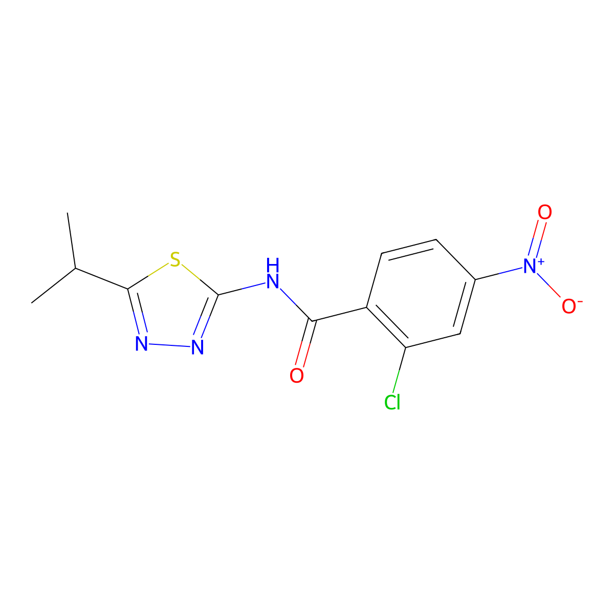 2-chloro-4-nitro-N-(5-propan-2-yl-1,3,4-thiadiazol-2-yl)benzamide molecular structure, CAS 451523-04-9