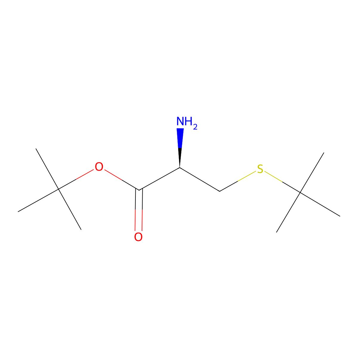 tert-butyl (2R)-2-amino-3-(tert-butylsulfanyl)propanoate molecular structure, CAS 45157-84-4