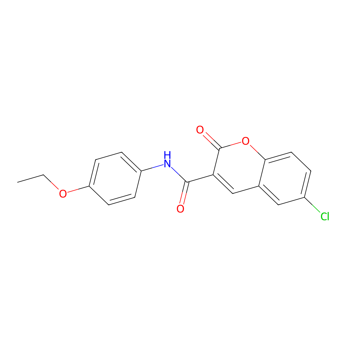 6-chloro-N-(4-ethoxyphenyl)-2-oxo-2H-chromene-3-carboxamide molecular structure, CAS 4517-89-9