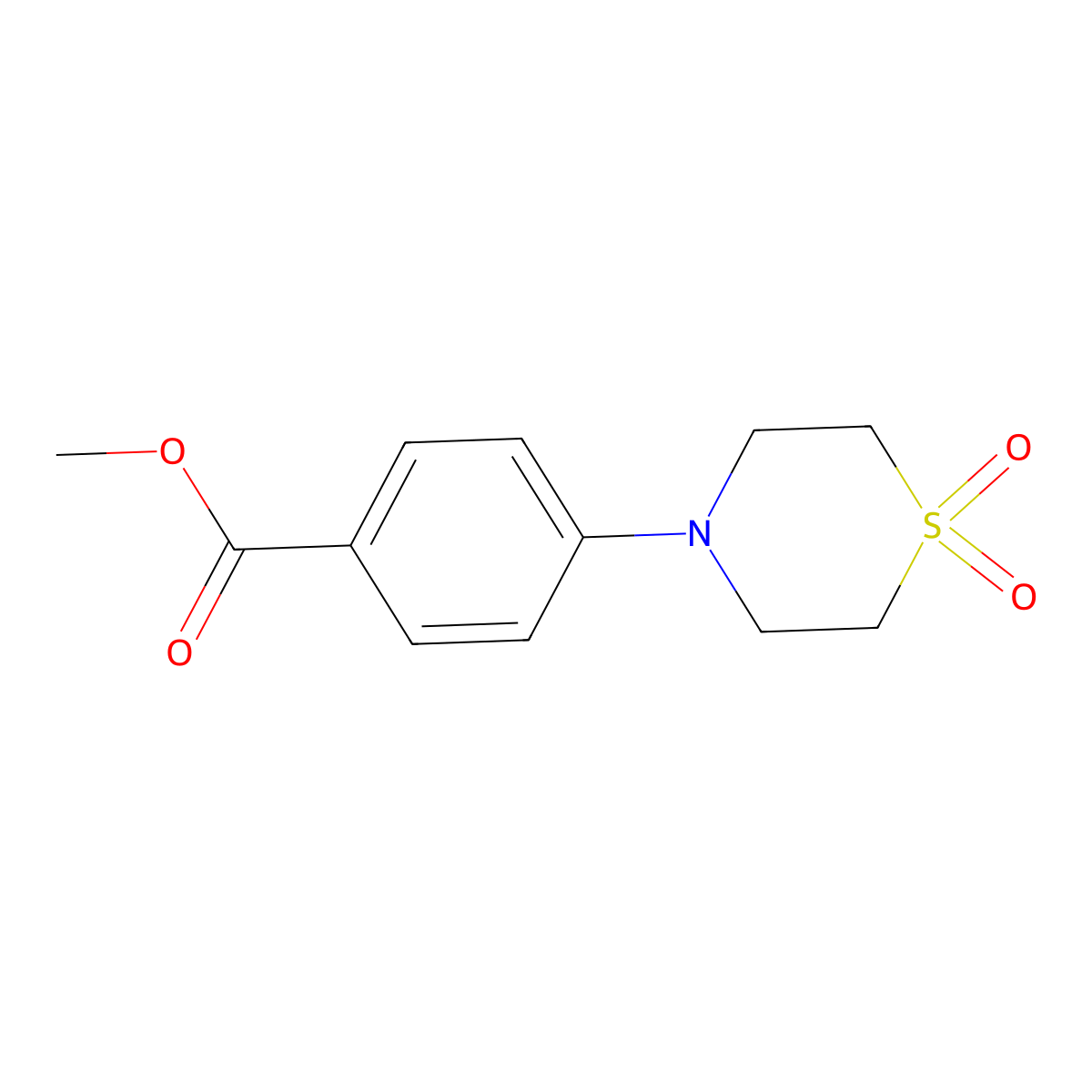 Methyl 4-(1,1-dioxo-1lambda~6~,4-thiazinan-4-yl)benzoate molecular structure, CAS 45185-76-0
