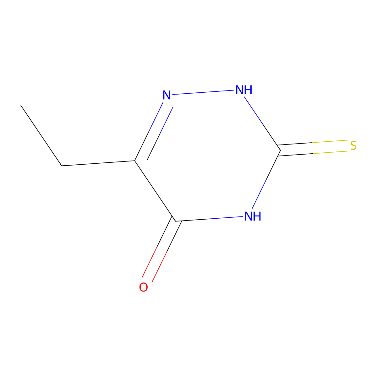 6-ethyl-3-thioxo-2H,4H-1,2,4-triazin-5-one molecular structure, CAS 452-12-0