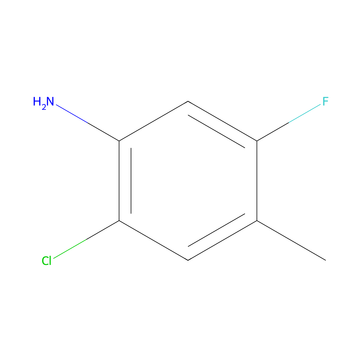 2-Chloro-5-fluoro-4-methylaniline molecular structure, CAS 452-93-7