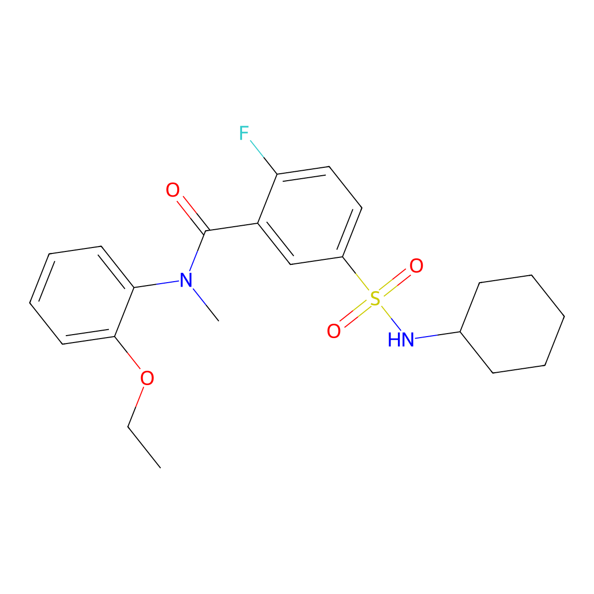 5-(cyclohexylsulfamoyl)-N-(2-ethoxyphenyl)-2-fluoro-N-methylbenzamide molecular structure, CAS 452050-97-4