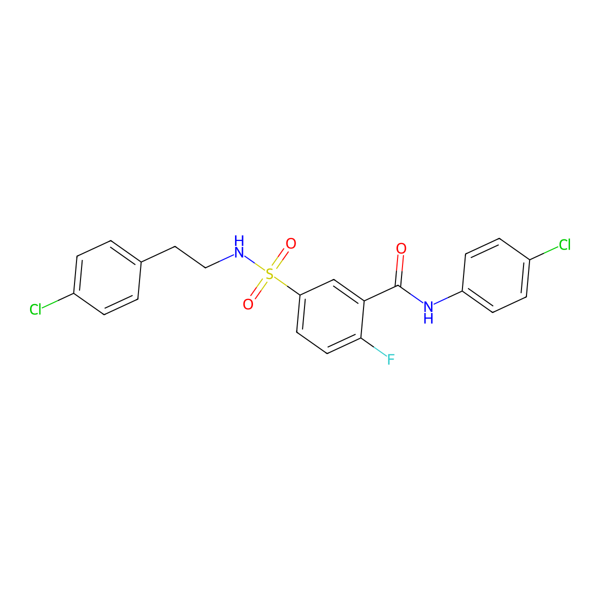 5-(N-(4-chlorophenethyl)sulfamoyl)-N-(4-chlorophenyl)-2-fluorobenzamide molecular structure, CAS 452051-01-3