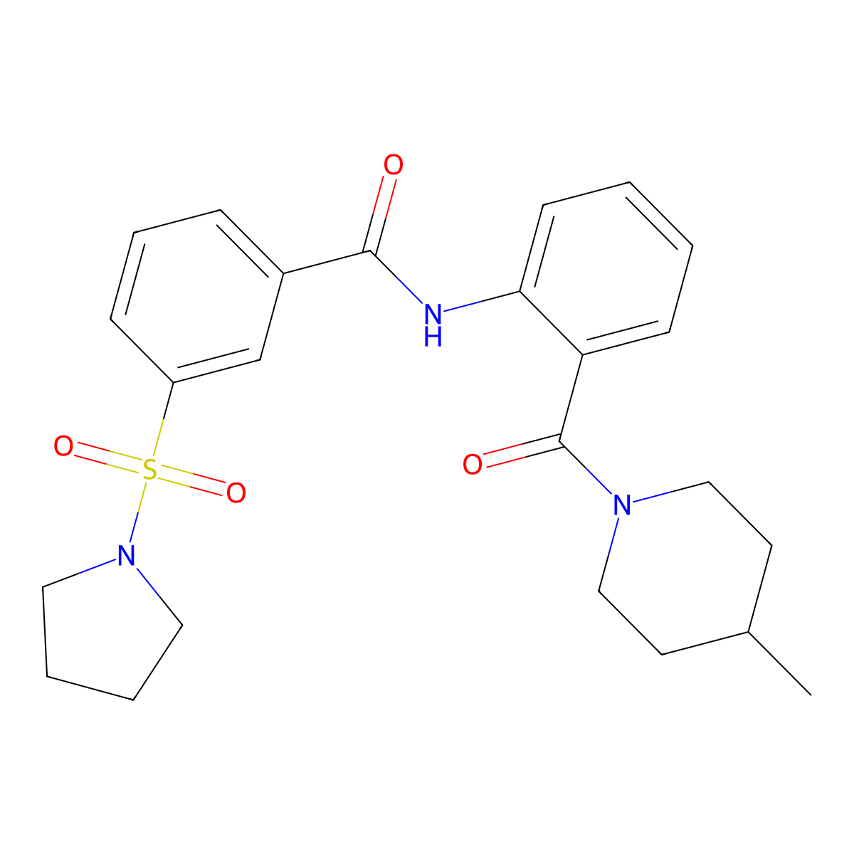 N-[2-(4-methylpiperidine-1-carbonyl)phenyl]-3-pyrrolidin-1-ylsulfonylbenzamide molecular structure, CAS 452055-65-1