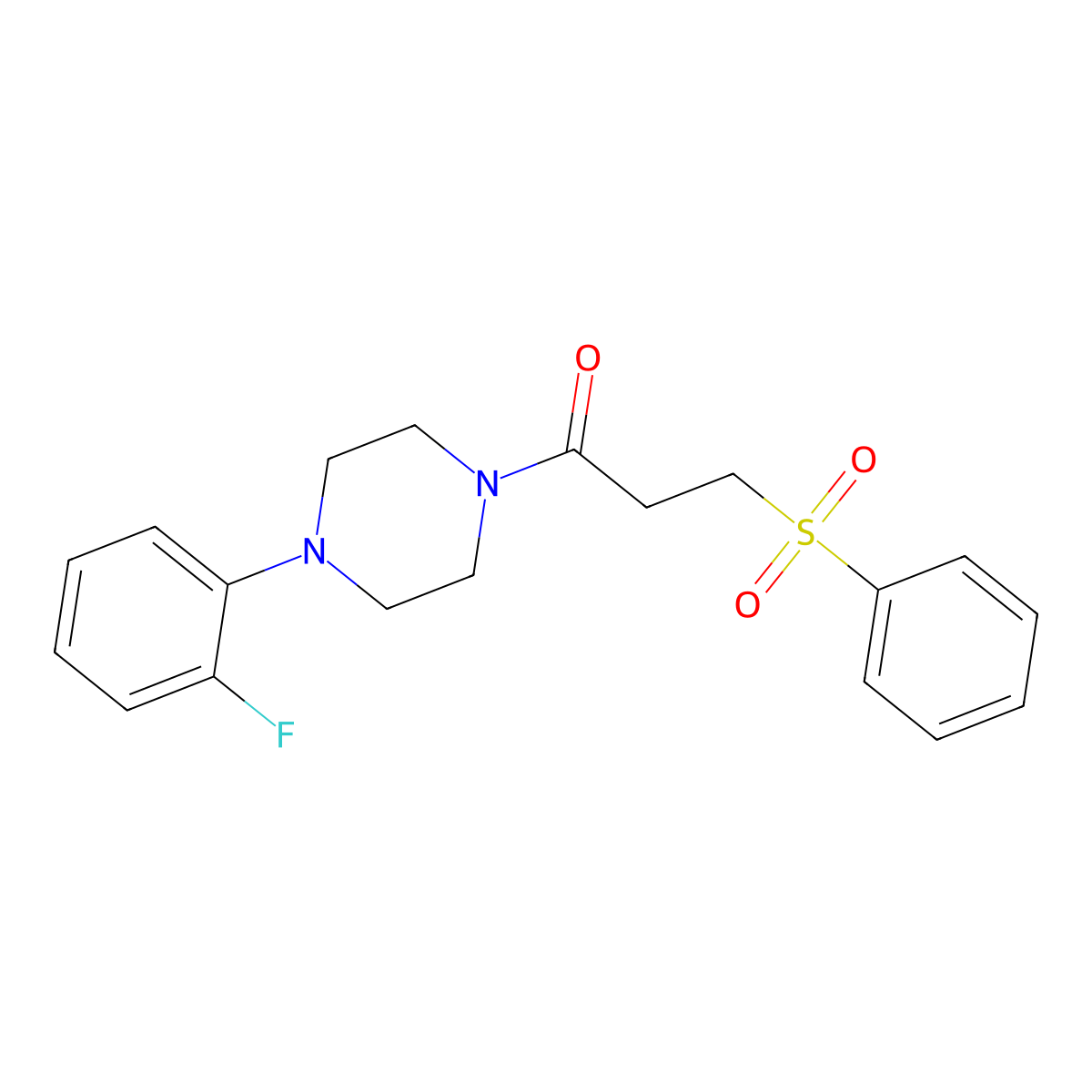 3-(Benzenesulfonyl)-1-[4-(2-fluorophenyl)piperazin-1-yl]propan-1-one molecular structure, CAS 452062-16-7