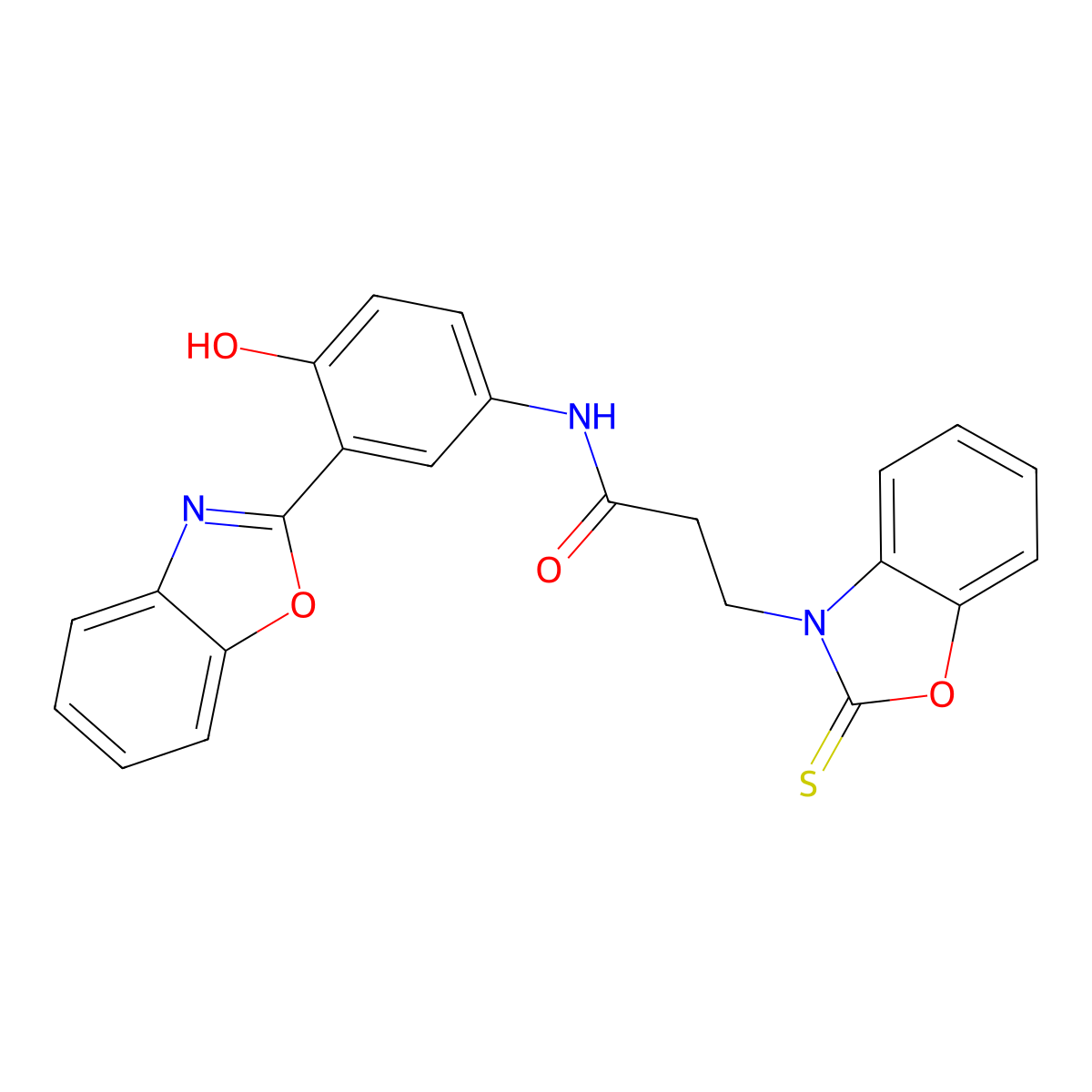 N-(3-(benzo[d]oxazol-2-yl)-4-hydroxyphenyl)-3-(2-thioxobenzo[d]oxazol-3(2H)-yl)propanamide molecular structure, CAS 452062-23-6