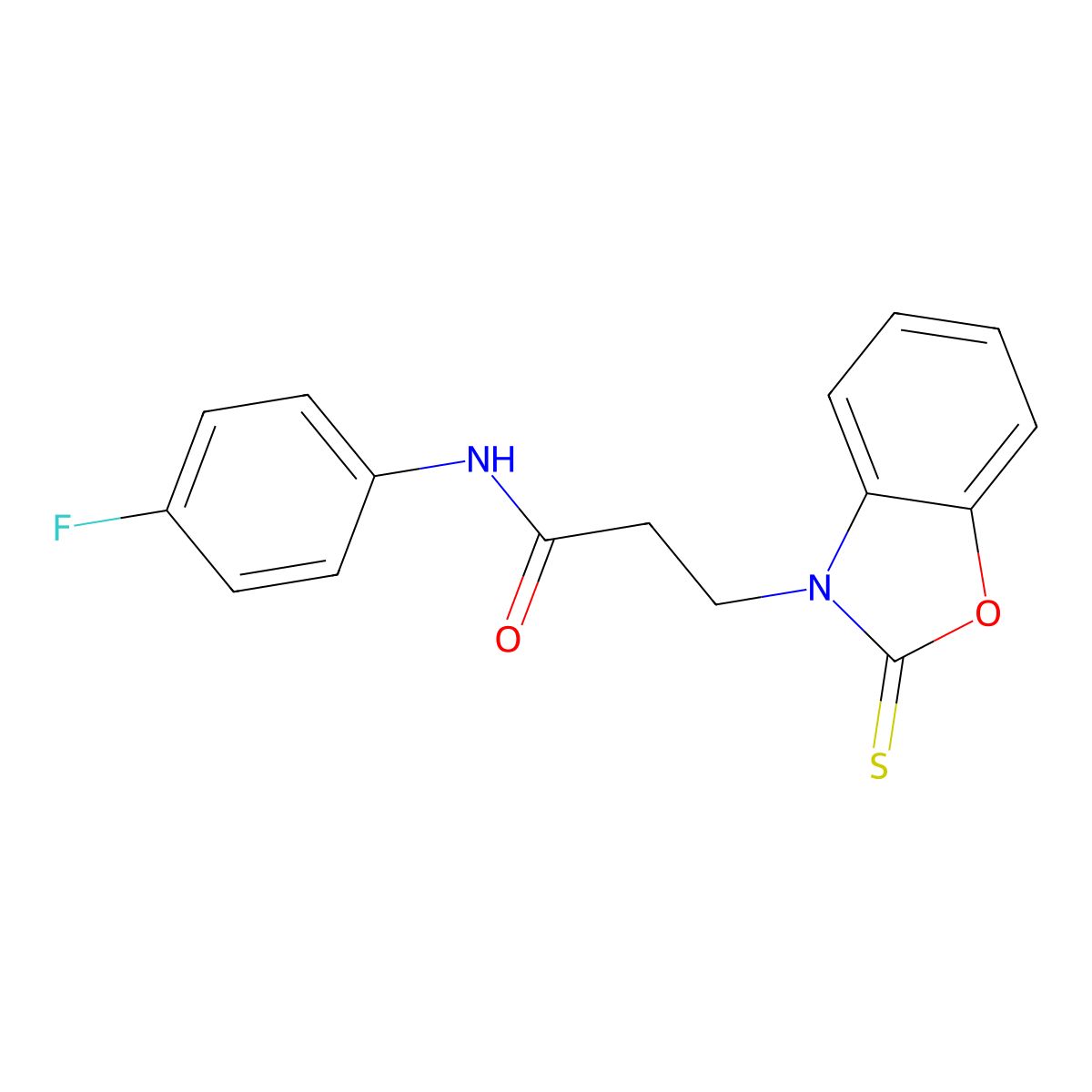 N-(4-fluorophenyl)-3-(2-thioxobenzo[d]oxazol-3(2H)-yl)propanamide molecular structure, CAS 452062-43-0