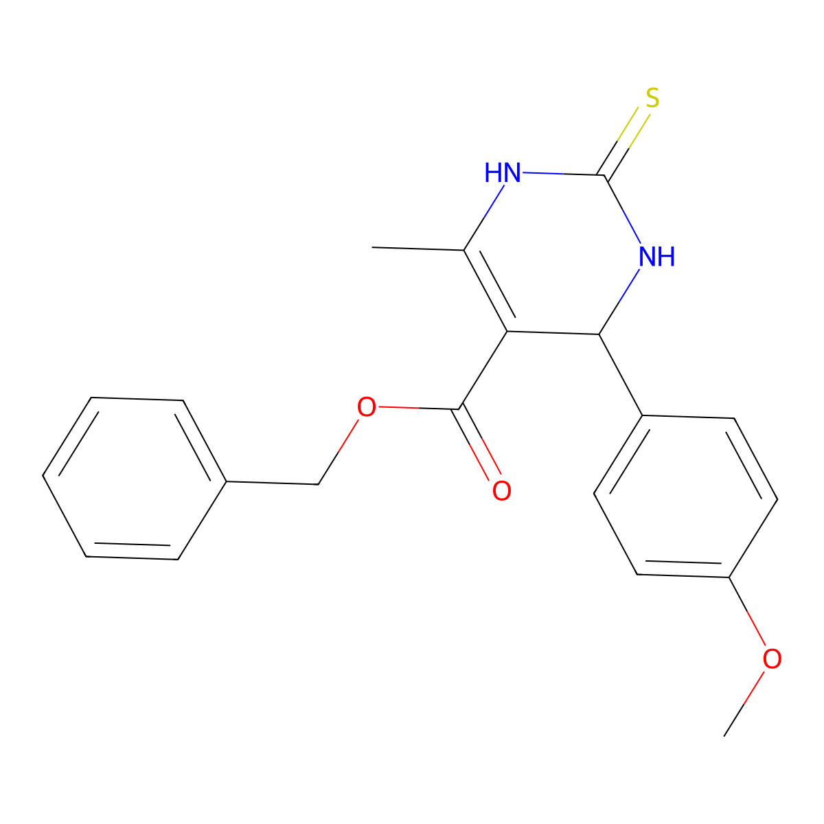 benzyl 4-(4-methoxyphenyl)-6-methyl-2-sulfanylidene-3,4-dihydro-1H-pyrimidine-5-carboxylate molecular structure, CAS 452066-30-7