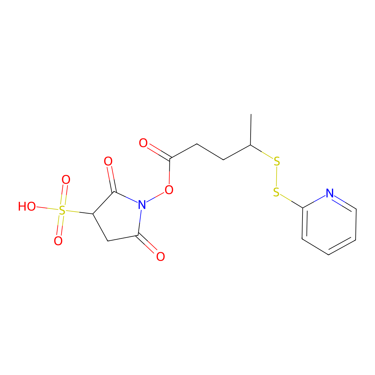 2,5-Dioxo-1-(4-(pyridin-2-yldisulfanyl)pentanoyloxy)pyrrolidine-3-sulfonic acid molecular structure, CAS 452072-27-4