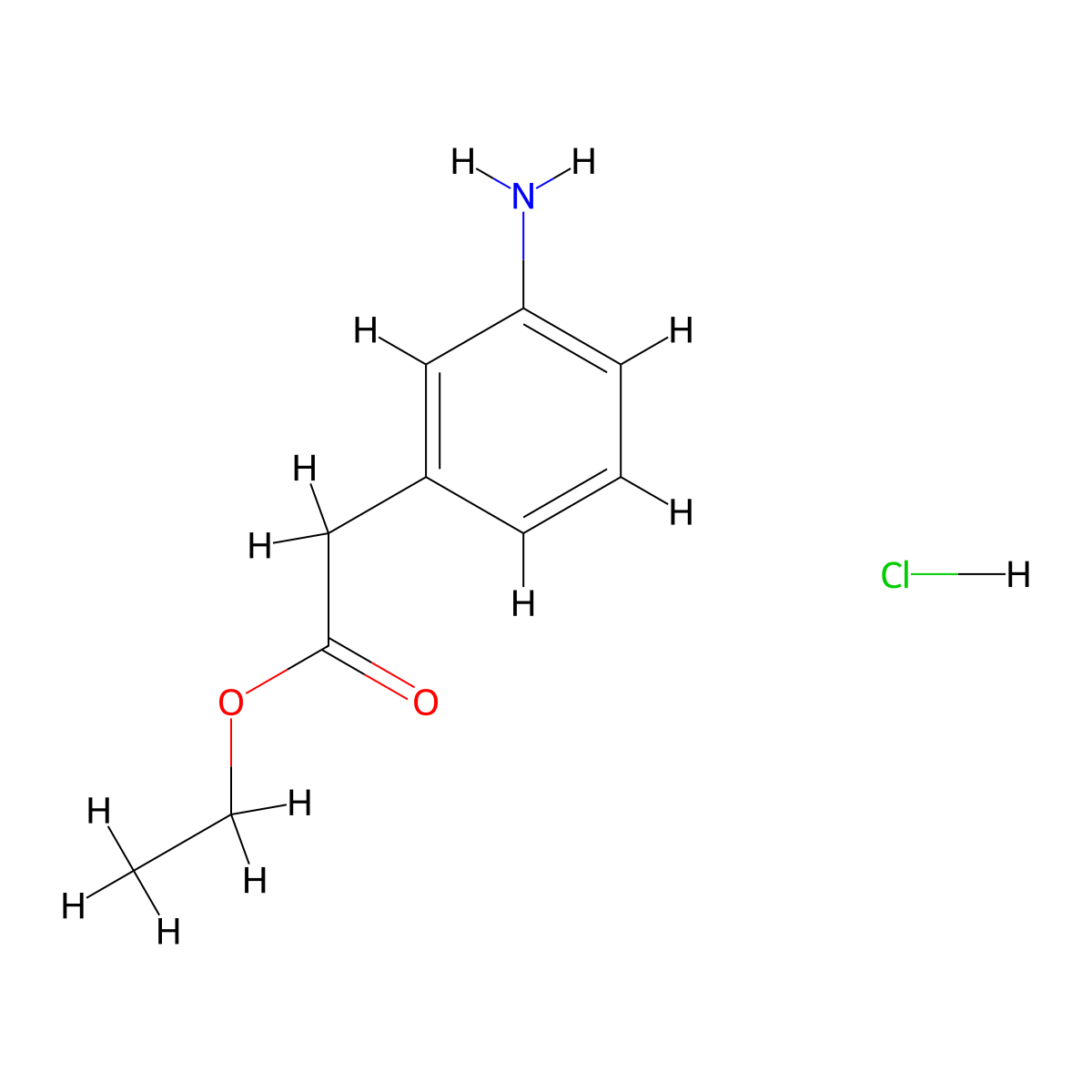 Ethyl 2-(3-aminophenyl)acetate hydrochloride molecular structure, CAS 452076-57-2