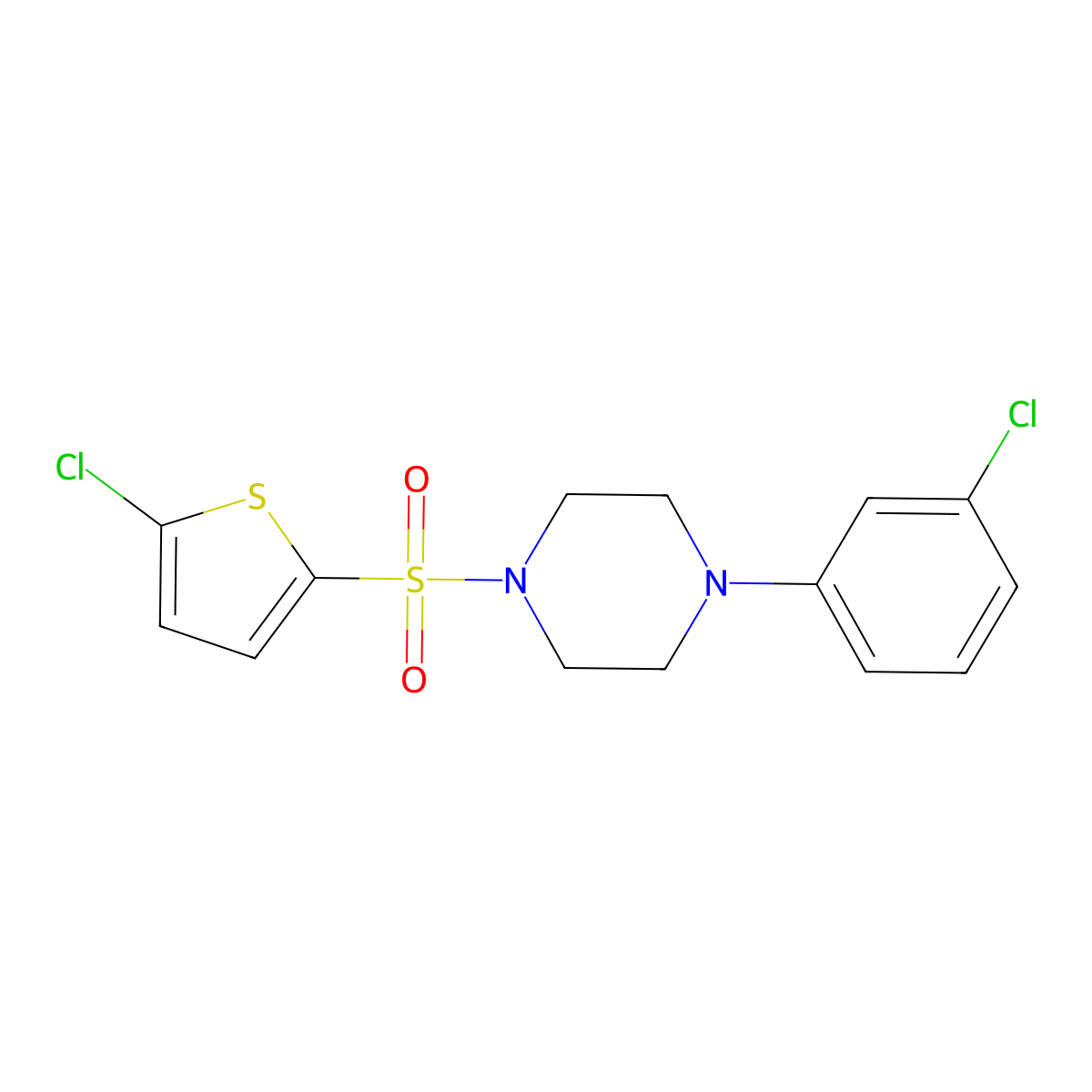 1-(3-Chlorophenyl)-4-(5-chlorothiophen-2-yl)sulfonylpiperazine molecular structure, CAS 452077-36-0
