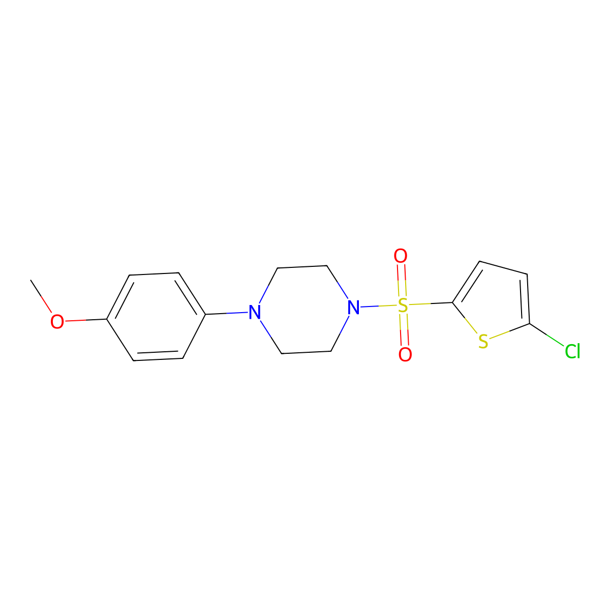 5-Chloro-2-{[4-(4-methoxyphenyl)piperazinyl]sulfonyl}thiophene molecular structure, CAS 452077-40-6