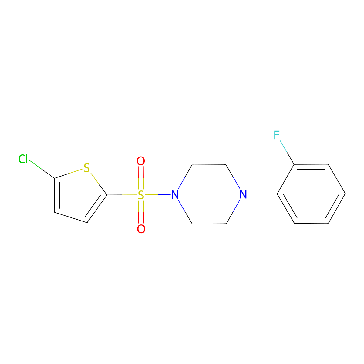 1-(5-Chlorothiophen-2-yl)sulfonyl-4-(2-fluorophenyl)piperazine molecular structure, CAS 452077-42-8