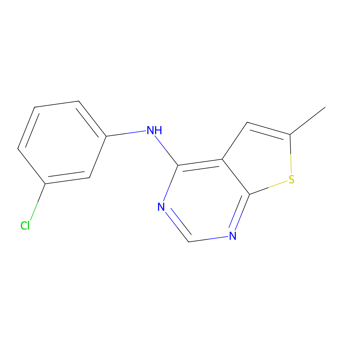 N-(3-chlorophenyl)-6-methylthieno[2,3-d]pyrimidin-4-amine molecular structure, CAS 452087-18-2