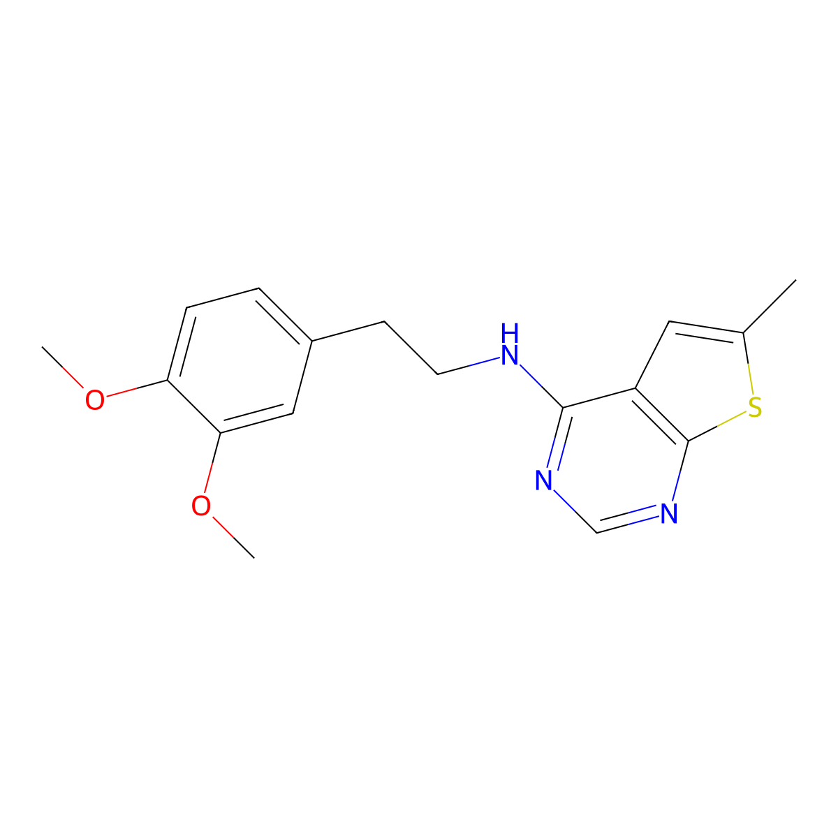 N-[2-(3,4-dimethoxyphenyl)ethyl]-6-methylthieno[2,3-d]pyrimidin-4-amine molecular structure, CAS 452087-38-6