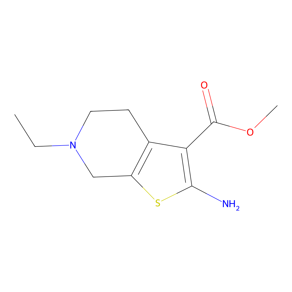 Methyl 2-amino-6-ethyl-4,5,6,7-tetrahydrothieno[2,3-C]pyridine-3-carboxylate molecular structure, CAS 452088-34-5