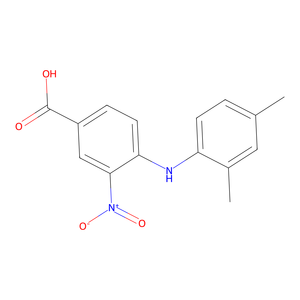 4-[(2,4-Dimethylphenyl)amino]-3-nitrobenzoic acid molecular structure, CAS 452088-45-8