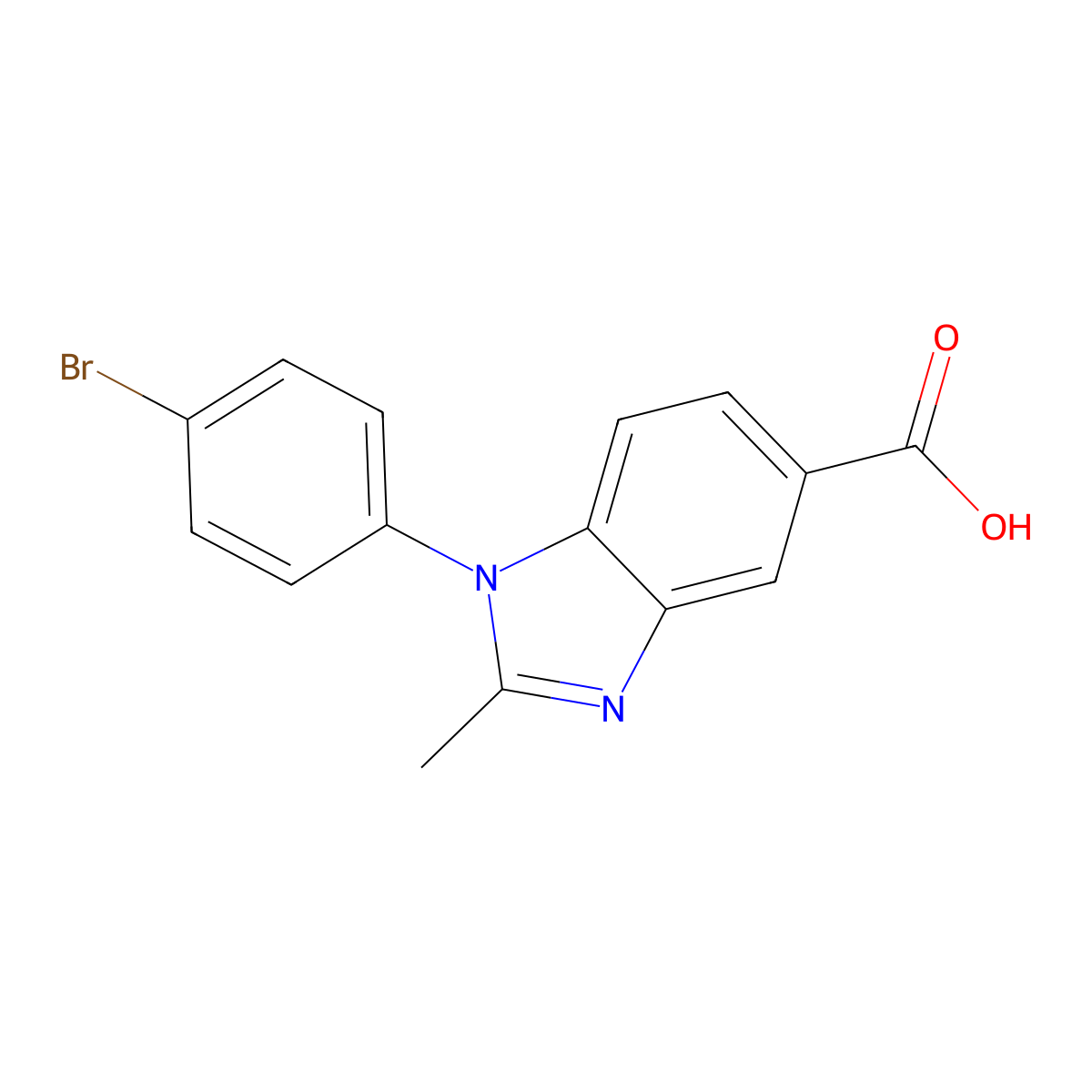 1-(4-bromophenyl)-2-methyl-1H-benzimidazole-5-carboxylic acid molecular structure, CAS 452088-67-4