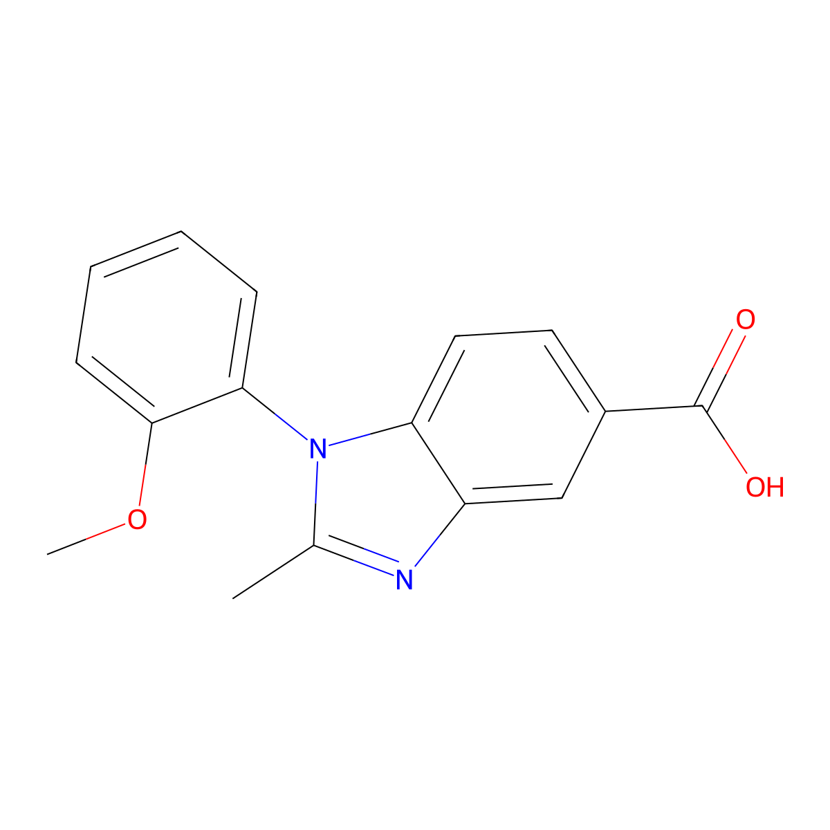 1-(2-methoxyphenyl)-2-methyl-1H-benzimidazole-5-carboxylic acid molecular structure, CAS 452088-68-5