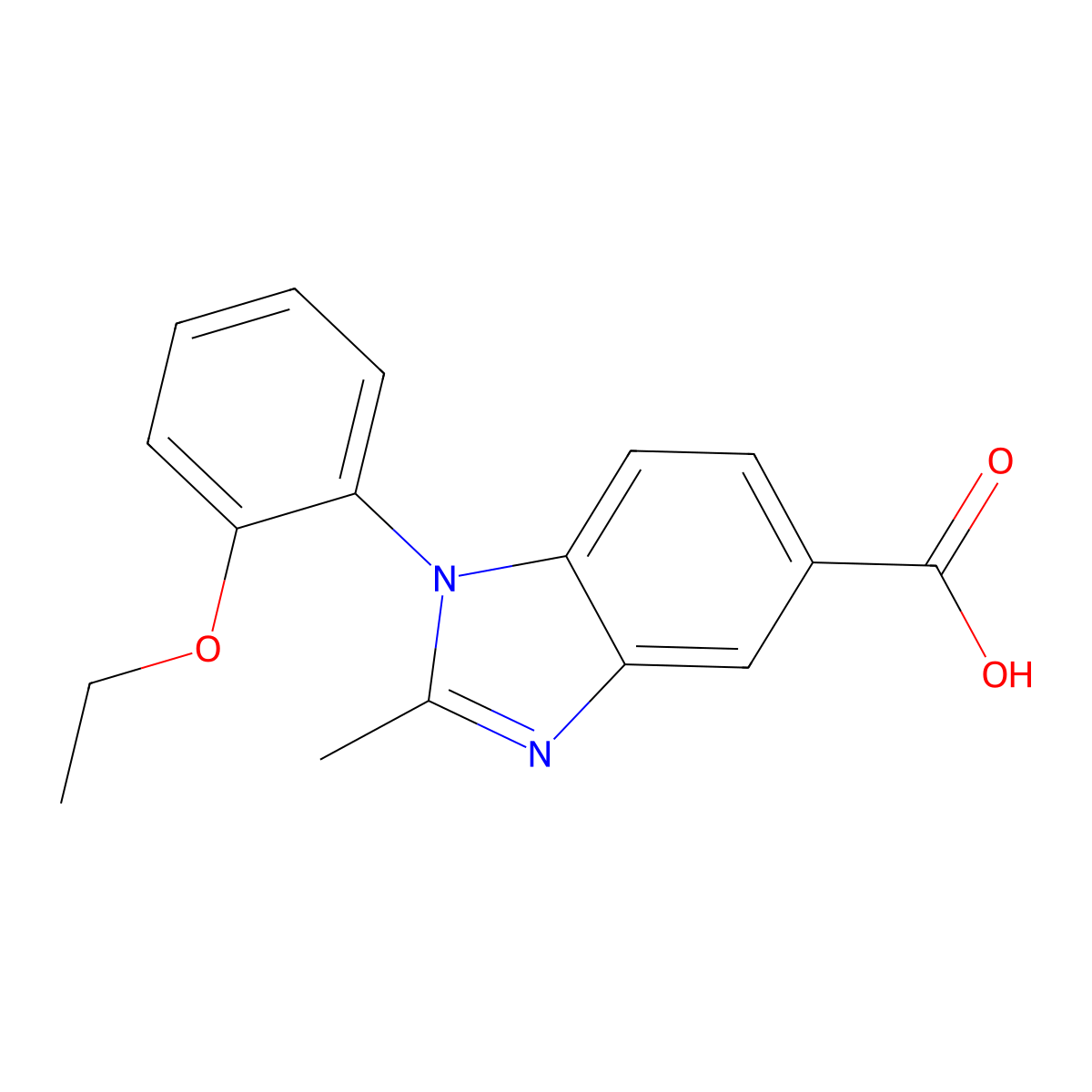 1-(2-Ethoxyphenyl)-2-methylbenzimidazole-5-carboxylic acid molecular structure, CAS 452088-70-9