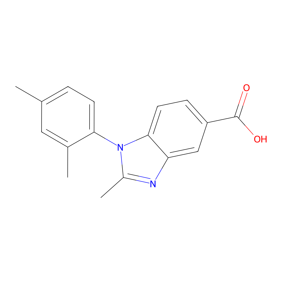 1-(2,4-dimethylphenyl)-2-methyl-1H-benzimidazole-5-carboxylic acid molecular structure, CAS 452088-71-0